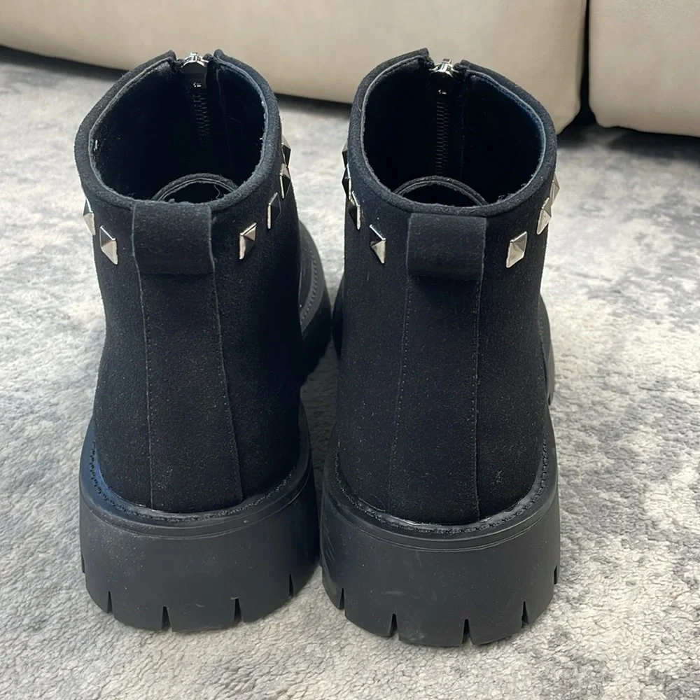 New Hidden Gems Rockstud Riot Combat Ankle Boots Black Goth Emo Sz 13
